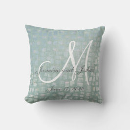 Blue Ice Geometric Monogram Wedding Keepslag Kussen
