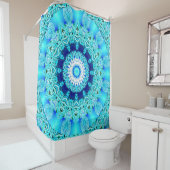 Blue Ice Glass, Abstracte Beauty Aqua Lace Douchegordijn (In situ)