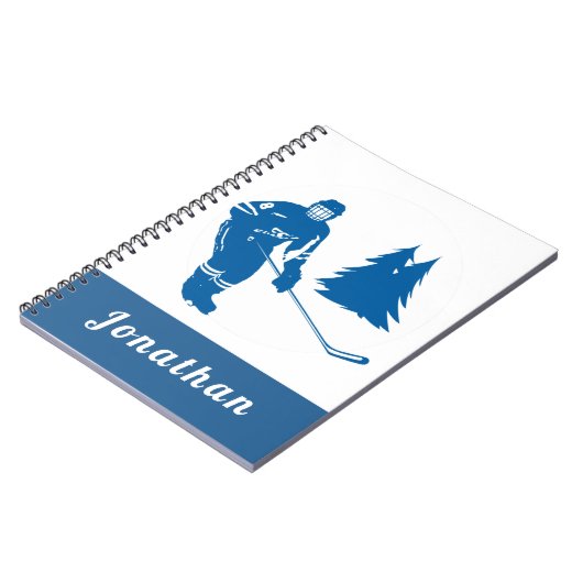 Blue Ice Hockey Player Custom Name Winter Sport Notitieboek (Linkerzijde)
