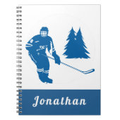 Blue Ice Hockey Player Custom Name Winter Sport Notitieboek (Voorkant)
