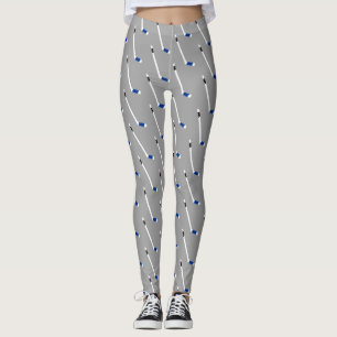Blue Ice Hockey Stick Patroon Leggings