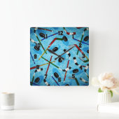 Blue Ice Hockey Thema Vierkante Klok (Huis)