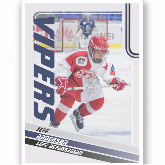 Blue Ice Hockey Trading Kaart Sticker (Voorkant)
