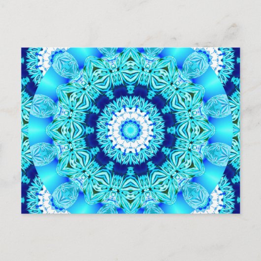Blue Ice Lace Doily, Abstract Aqua Briefkaart (Voorkant)