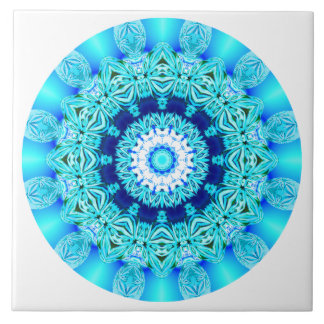 Blue Ice Lace Mandala, Abstract Aqua Tegeltje