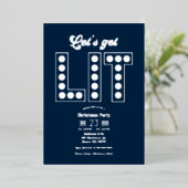 Blue Ice Let's Get Lit Retro Christmas Party Folie Uitnodiging (Staand Voorkant)