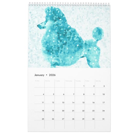 Blue Ice Poodle Agenda Kalender (Jan 2026)