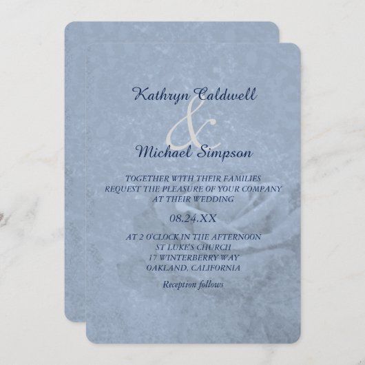 Blue Ice Roos bruiloft Kaart (Voorkant / Achterkant)