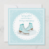 Blue Ice Schaatsen Invitation Kaart (Voorkant)