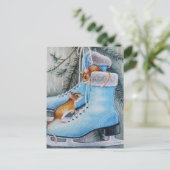 Blue Ice Schaatsen & Mice Holiday Home Waterverf A Briefkaart (Staand voorkant)