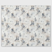 Blue Ice Skates Snowflakes Christmas Cadeaupapier (Vlak)