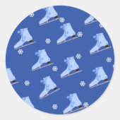 Blue Ice Skating Ronde Sticker (Voorkant)
