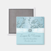 Blue Ice Sparkle Wonderland Wedding Magneet (Voorkant / Achterkant)