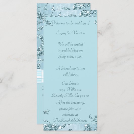 Blue Ice Sparkle Wonderland Wedding Programmakaart (Voorkant / Achterkant)