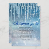 Blue Icicle Sparkly Snow Christmas Party Kaart (Voorkant / Achterkant)