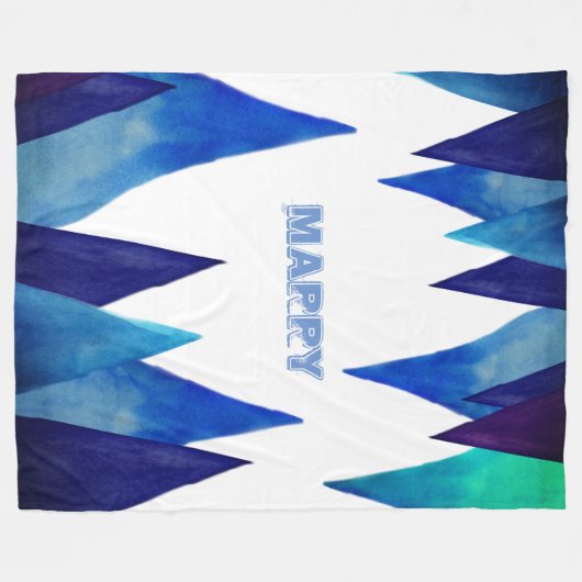 Blue Icicles aangepaste naam Fleece Deken (Voorkant (Horizontaal))