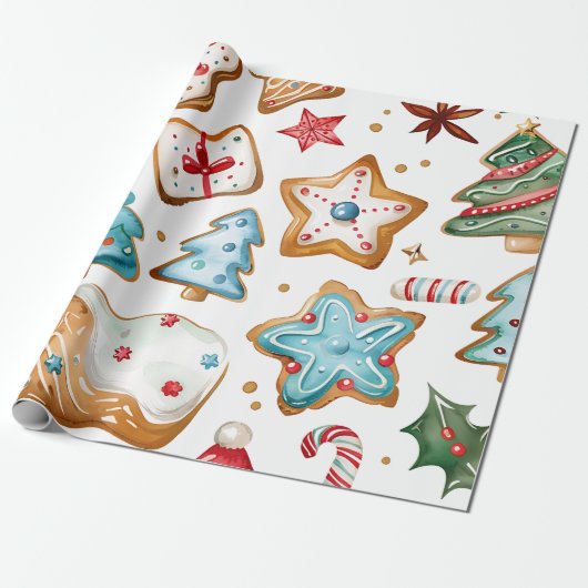Blue Icing Christmas Cookies Cadeaupapier (Uitgerold)