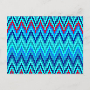 Blue Ikat Chevron Geometric Zig Zag Stripe Patroon Briefkaart