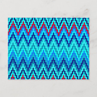 Blue Ikat Chevron Geometric Zig Zag Stripe Patroon Briefkaart
