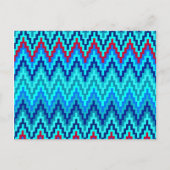 Blue Ikat Chevron Geometric Zig Zag Stripe Patroon Briefkaart (Voorkant)