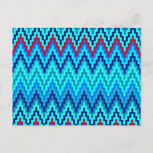 Blue Ikat Chevron Geometric Zig Zag Stripe Patroon Briefkaart (Voorkant)