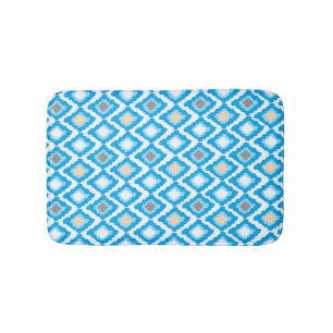 Blue Ikat Diamonds aangepaste badmat