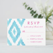 Blue Ikat RSVP Kaartje (Staand voorkant)