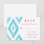 Blue Ikat RSVP Kaartje (Voorkant / Achterkant)