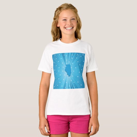 Blue Illinois Girls T-Shirt (Voorkant volledig)