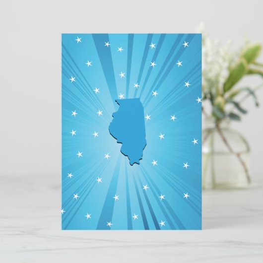 Blue Illinois Invitations Kaart (Staand voorkant)