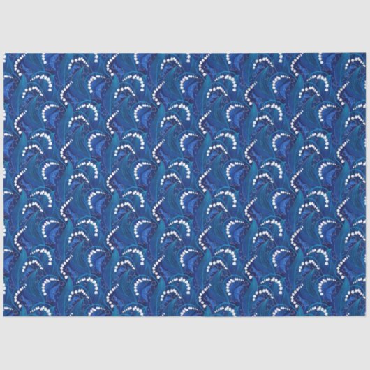 Blue Illustrated Lily van de vallei Decoupage Tissuepapier (Voorkant)