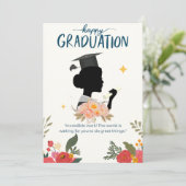 Blue Illustrative Happy Afstuderen kaart (Staand voorkant)