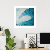blue image of a wave crashing in the ocean poster (Thuiskantoor)