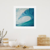 blue image of a wave crashing in the ocean poster (Keuken)