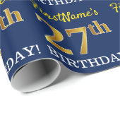 Blue, Imitation Gold look "27th BIRTHDAY" Cadeaupapier (Rol Hoek)