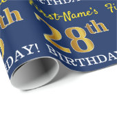 Blue, Imitation Gold look "28th BIRTHDAY" Cadeaupapier (Rol Hoek)