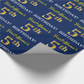 Blue, Imitation Gold look "5th BIRTHDAY" Cadeaupapier (Hoek)