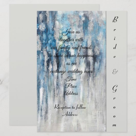 Blue Impression Wedding Uitnodiging (Voorkant / Achterkant)