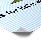 Blue Inch Worm Monogram Letter I Baby Room Poster (Hoek)