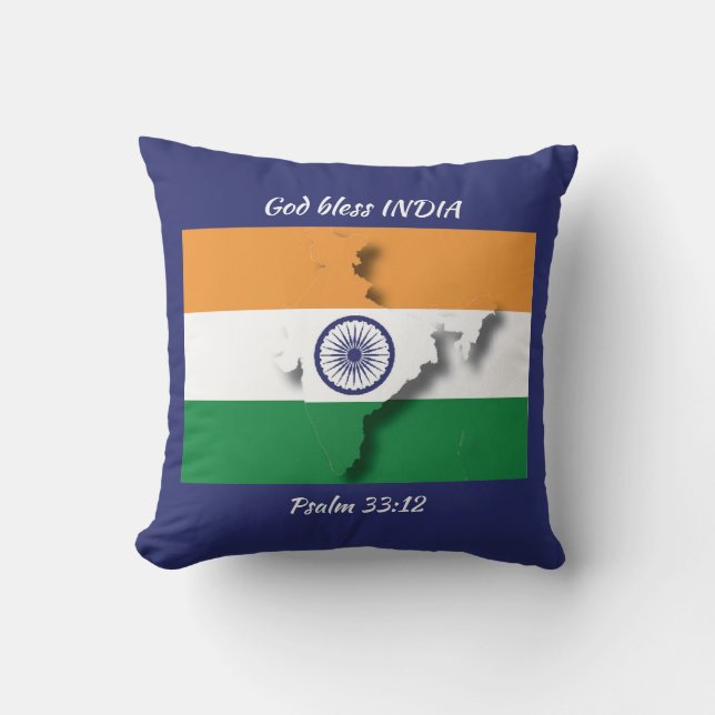 Blue INDIA FLAG Kussen (Voorkant)