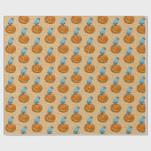 Blue Indian Ringneck on Pumpkin Halloween Cadeaupapier (Vlak)