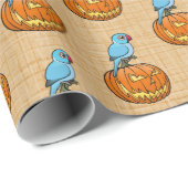 Blue Indian Ringneck on Pumpkin Halloween Cadeaupapier (Rol Hoek)