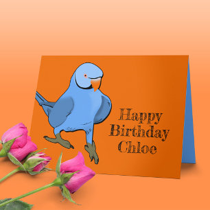 Blue Indian Ringneck Parakeet Birthday Parrot Name Kaart