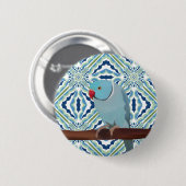 Blue Indian Ringneck Parkiet Ronde Button 5,7 Cm (Voorkant /achterkant)