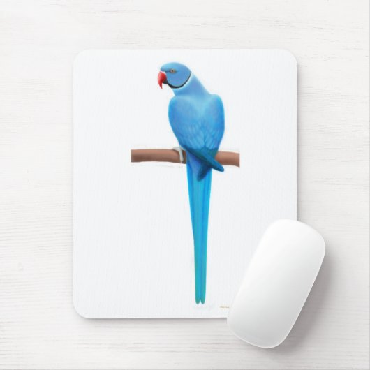 Blue Indian Ringnek Parrakeet Mousepad Muismat (Met muis)