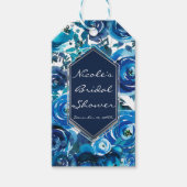 Blue Indigo Floral Flowers Elegant Chic Wedding Cadeaulabel (Voorkant)