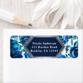 Blue Indigo Floral Flowers Elegant Chic Wedding Etiket (Insitu)