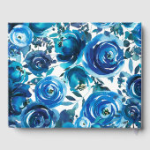 Blue Indigo Floral Flowers Elegant Chic Wedding Gastenboek (Achterkant)