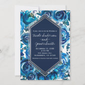 Blue Indigo Floral Flowers Elegant Chic Wedding Kaart (Voorkant)