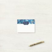 Blue Indigo Floral Flowers Elegant Chic Wedding Post-it® Notes (Op bureau)